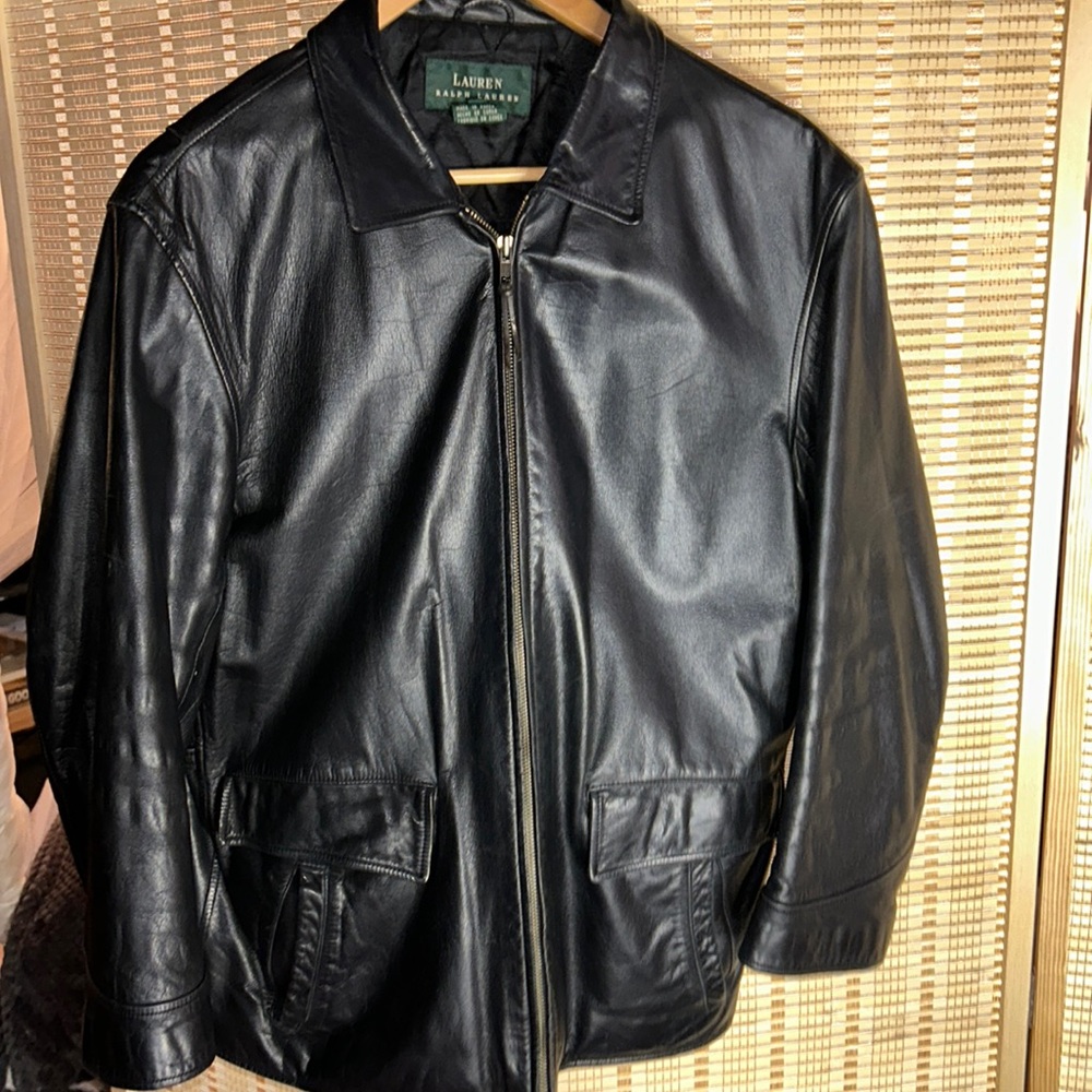 WOMEN’S RALPH LAUREN VINTAGE 2000’s BLACK 100% LEATHER JACKET SIZE L NWOT